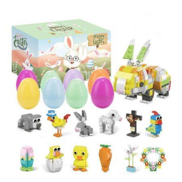 12Pcs Easter Eggs Prefilled with Bunny Building Blocks, Easter Egg Hunt for Boys Girls Age 4 to 12