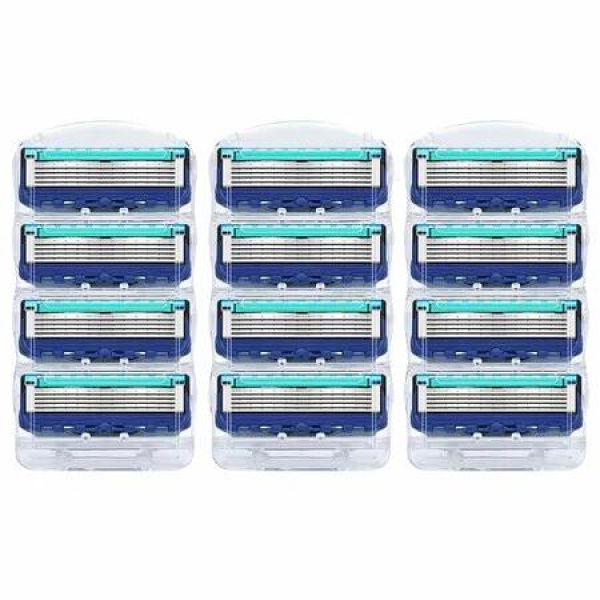 12pcs Razor Blade Shaving Razor Blade Refills for Fusion 5,Blue New Version