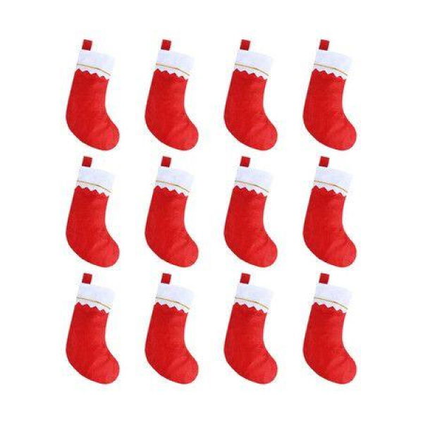 12 Pcs Red Felt Christmas Stockings 15