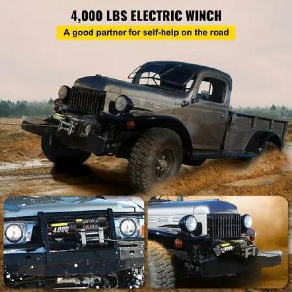 12V 4000lb winch with Wireless Remote Control,Electric Winch with 10 m 32.8 ft durable steel cable