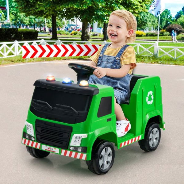12V Battery Powered Kids Ride On Garbage Truck With Remote Control