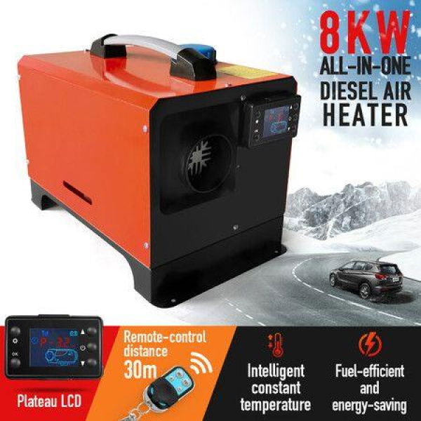 12V Diesel Air Heater 8KW Car Parking All-in-One Portable Plateau Version LCD Remote Control Black & Red.
