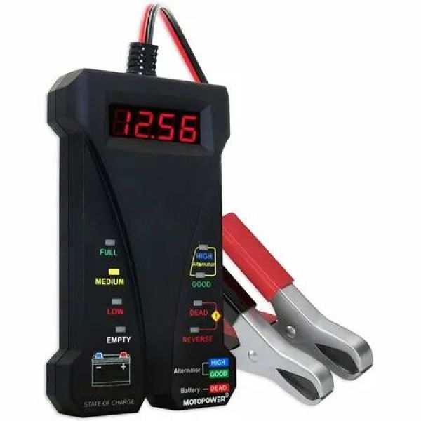 12V Digital Car Battery Tester Voltmeter and Charging System Analyzer with LCD Display and LED Indication