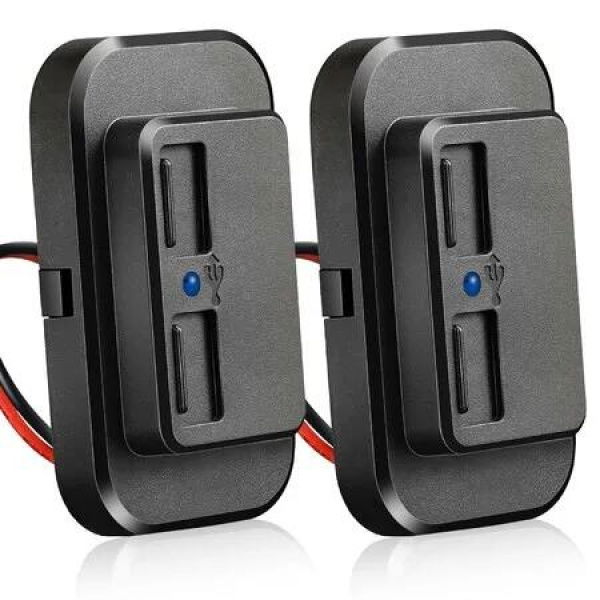 12V USB Charging Panel, Quck Charge Dual Port Switch Car Charger for Cars Bus ATV RV Boat Truck, 3.1 A -2Pack