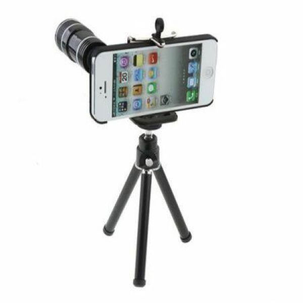 12x Zoom Telescope Camera Lens Kit + Tripod + Case For Apple IPhone 5 5S.