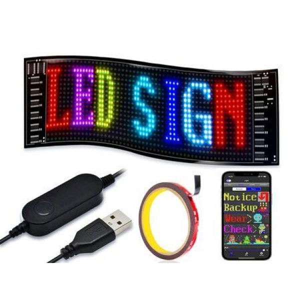 12x66cm 16x128pixel LED Signs Advertising Flexible USB 5V LED Store Sign Bluetooth App Control Custom Text Pattern Programmable LED Display