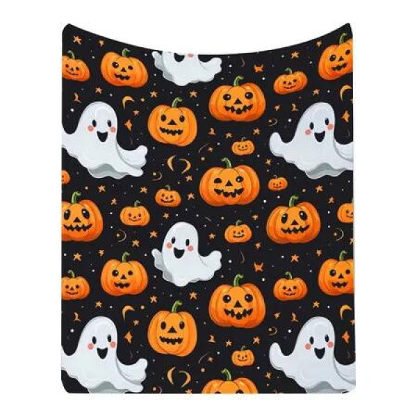 130*150Cm Halloween Blanket Halloween Throw Blanket Flannel Lightweight Soft Plush Fuzzy Blankets For Bed Sofa Couch Car Travel Pet