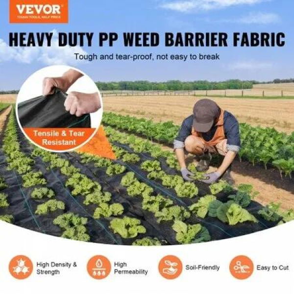 13FTx108FT Premium Heavy Duty Weed Barrier Landscape Fabric, 5OZ Woven Geotextile Fabric Under Gravel, High Permeability for Weed Blocker Weed Mat, Driveway Fabric, Weed Control Garden Cloth