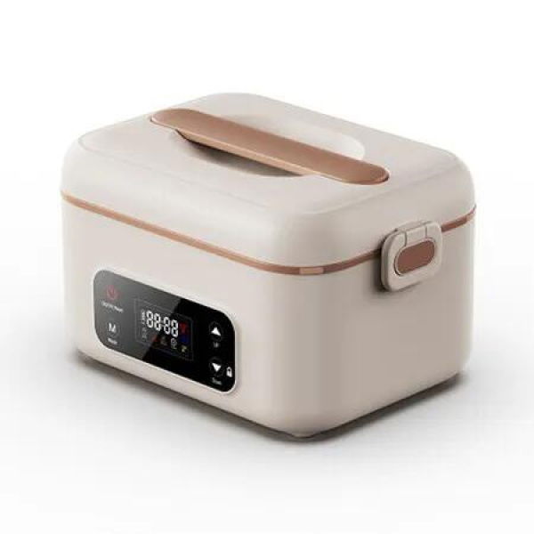 1.3L Cordless Electric Lunch Box,24000mAh Battery Smart Reservation,Portable Food Warmer with Removable Divider for Office & Outdoor Use Beige