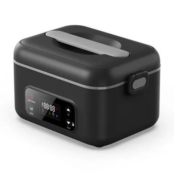 1.3L Cordless Electric Lunch Box,24000mAh Battery Smart Reservation,Portable Food Warmer with Removable Divider for Office & Outdoor Use Black