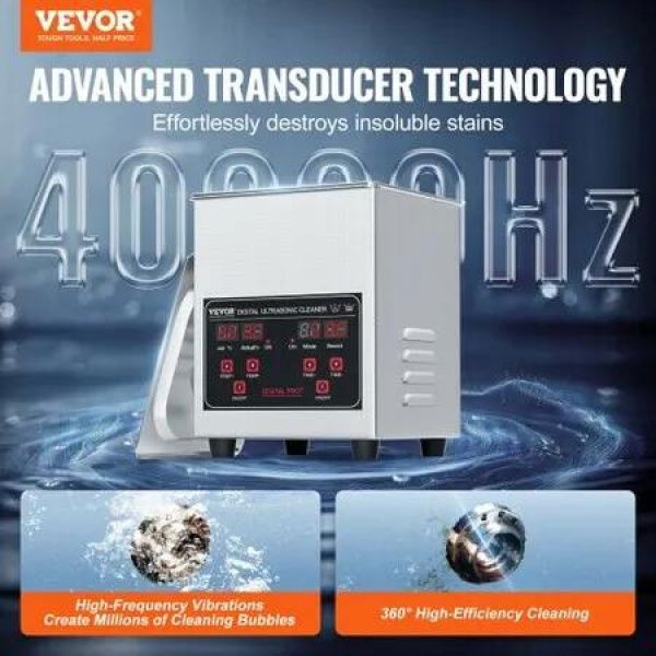 1.3L Ultrasonic Cleaner 50W Cleaning Machine Timer Basket & Heater 40kHz