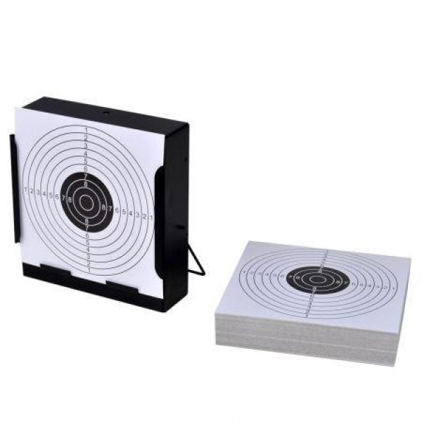 14 Cm Square Target Holder Pellet Trap + 100 Paper Targets.