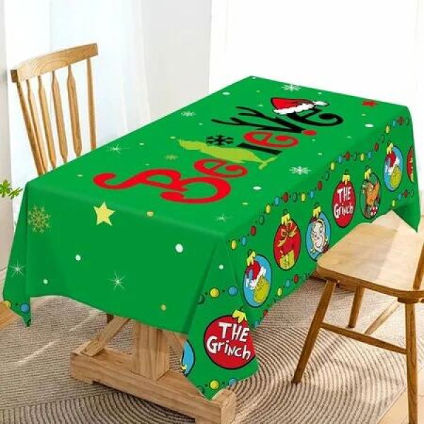 140Ã—220CM Christmas Tablecloth Merry Xmas Winter Holiday Party Decoration Rectangular Kitchen Dining Room Home Decor