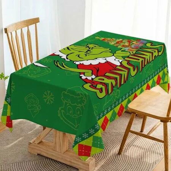 140Ã—220CM Christmas Tablecloth Merry Xmas Winter Holiday Party Decoration Rectangular Kitchen Dining Room Home Decor