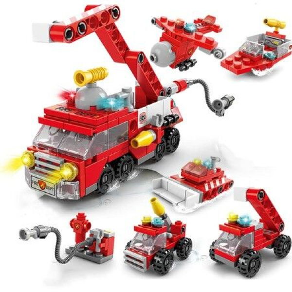 142 Pcs City Fire Vehicle Blocks Building Bricks Kits Toys 6 In 1 STEM Building Blocks Best Gift For Kids Aged 6+