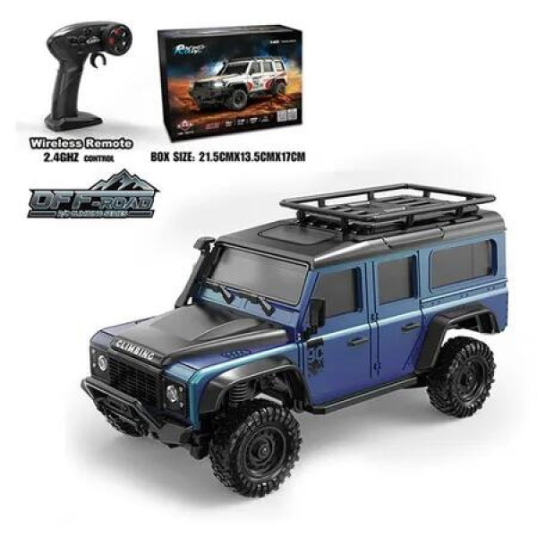 1/43 Scale 2.4G 4WD RC Rock Crawler Model, Featuring Simulated Lighting System, Remote Control Capability Dual Body (Blue)