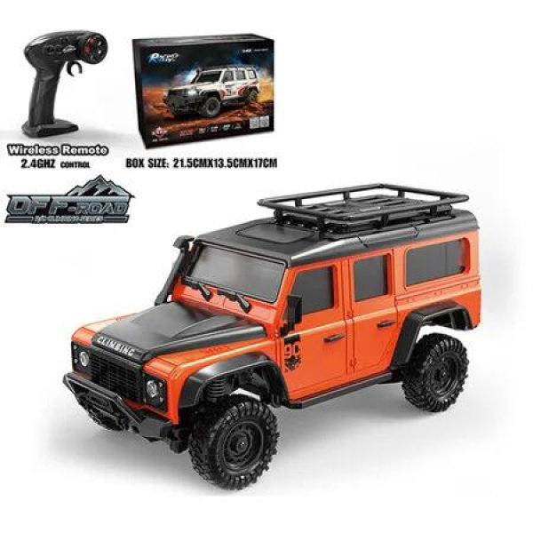 1/43 Scale 2.4G 4WD RC Rock Crawler Model, Featuring Simulated Lighting System, Remote Control Capability Dual Body (Orange)