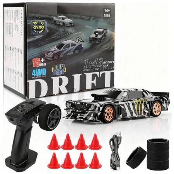 1/43 Scale Mini RC Drift Car with Gyroscope, Toys for Age 8 to 14 Old Birthday Gifts, Camouflage