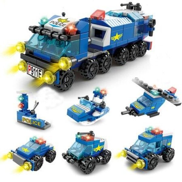 147 Pcs 6-in-1 City DIY Fighter Plane Destroyer Fighter Vehicles Warcraft Bricks Building Kits Educational Toys For Kids Aged 6+