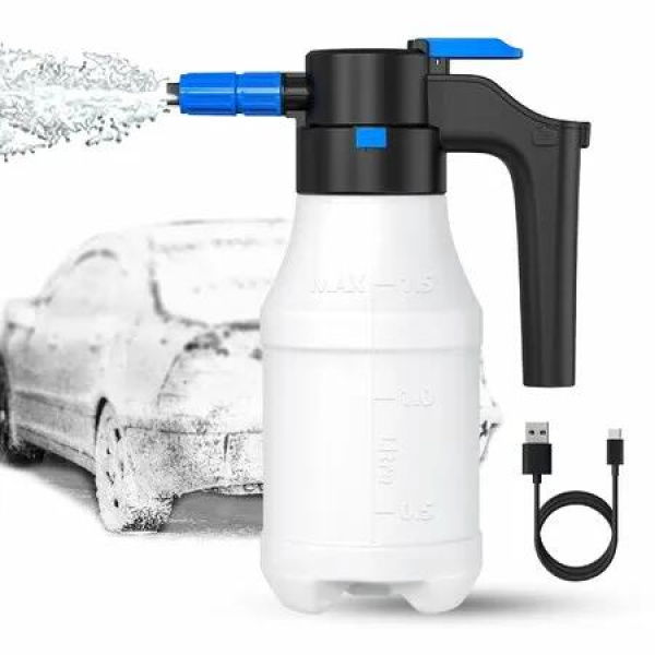 1.5 Liters Electric Foam Sprayer with USB, Pressurized Foam Sprayer for Car Washing,Foam Sprayer for Home, Garden and Car Beauty and Cleaning