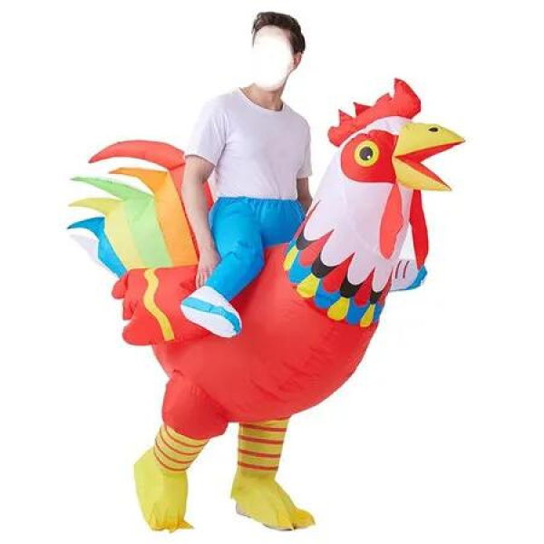 150-190cm Halloween Inflatable Rooster Costume Funny Cosplay Blow up Battery POWERED Costume for Men Women Birthday Christmas