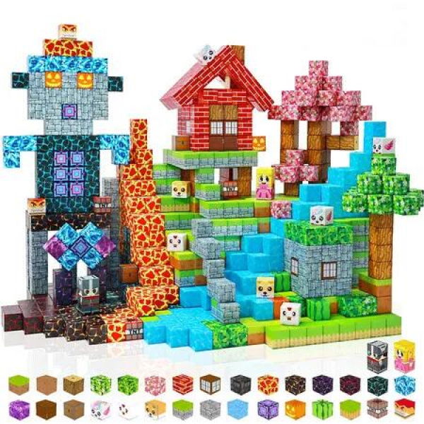 150 PCS Magnetic Building Blocks Cubes Toy for Boys Girls, STEM Montessori Sensory Stacking Toy Ideal Christmas Birthday Gifts