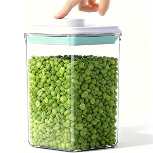 1500ML Square Airtight Food Storage Container with Pop Lid, Rice Flour Pasta & Snack Container, Stackable & Durable Kitchen Pantry Organizer