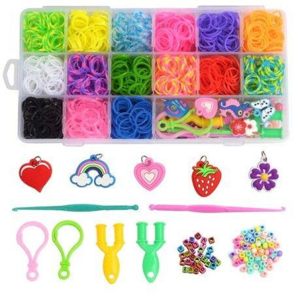 1500pcs Rubber Band Bracelet Kit Loom Bracelet Making Kit For DIY Art And Craft With 18 Slots Storage ContainerCharms