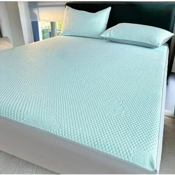 150*200cm 3p Set Wrap Around Bedding Mat Summer Cool Feeling Silky Pillow Case Bean-shaped massage Breathable Antibacterial Foldable Washable