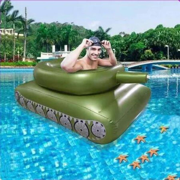 150cm Float Joy Tank Pool Float Inflatable Tank Battle Rafts Inflatable Toy with Water Squirt Gun Summer fun Gifts