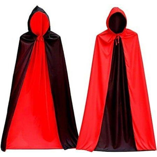 150CM Halloween Vampire Cloak Reversible Hooded Vampire Cape For Halloween KIDS Cosplay Black And Red