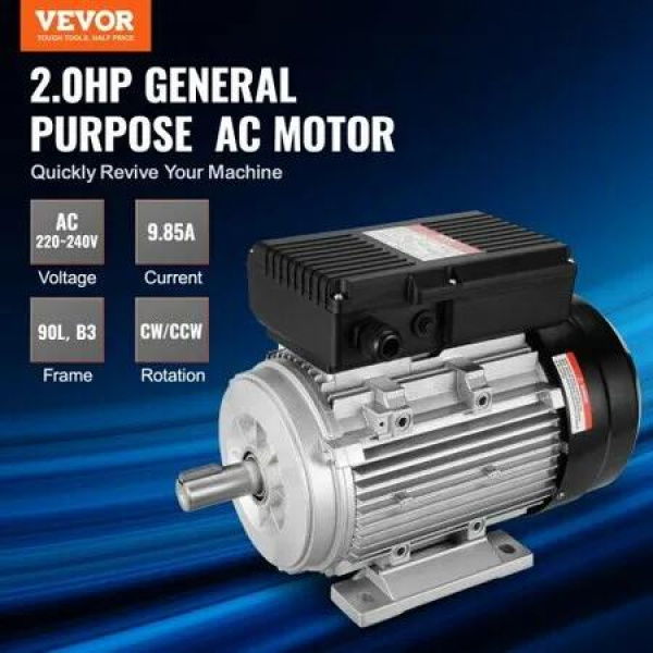 1.5KW Electric Motor 1400 rpm AC 220~240V 9.85A 90L B3 Frame Air Compressor Motor Single Phase 24mm Keyed Shaft CW/CCW Rotation