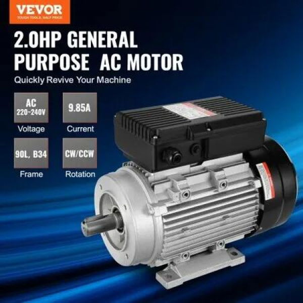 1.5KW Electric Motor 1400 rpm AC 220~240V 9.85A 90L B34 Frame Air Compressor Motor Single Phase 24mm Keyed Shaft CW/CCW Rotation