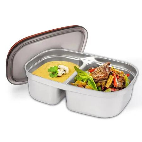 1.5L Electric Lunch Box Inner Container with Lid, Compatible 1.5L, Dual Compartments Food Container Replacement, Dishwasher Safe