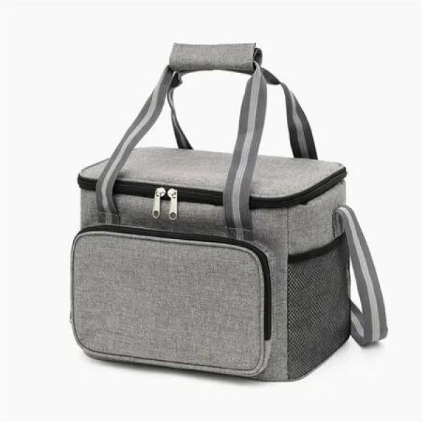 15L Insulated Travel Lunch Bags for Office Women Men,Oxford Cloth Tiffin Bag,Office Insulated Ice Pack for Women,Outdoor Tiffin Bags Color Grey