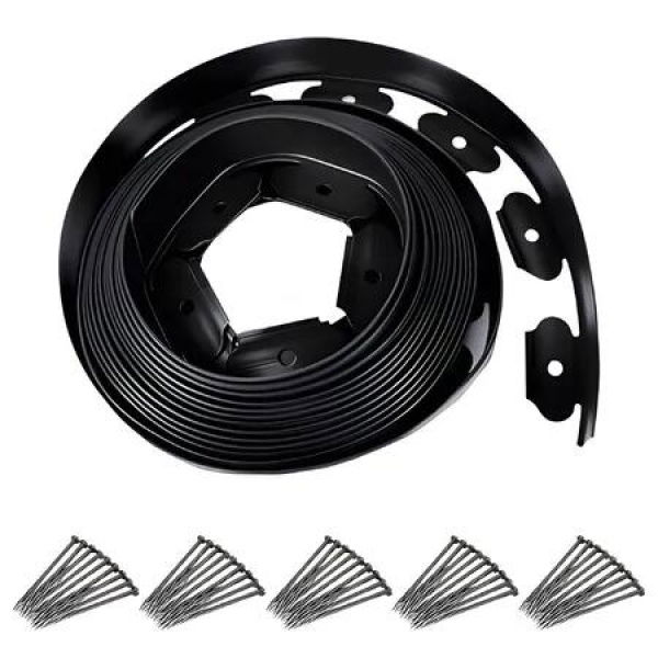 15M Garden Edging Border,Plastic Lawn Edging Border Landscape Edging with 45 Pegs,No Dig Lawn Edging Kit for Yard,Flower Beds Pathway Landscaping