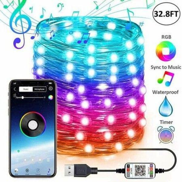 15M Leaveforme String Light - High Brightness RGB ABS Bluetooth-compatible LED Fairy Lamp For Party Christmas