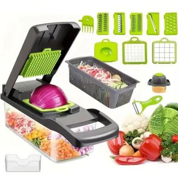 16 in 1 Multifunctional Mandoline Slicer with 8 Blades Veggie Chopper Food Dicer Onion Chopper Cucumber Slicer Cheese Grater Egg Separator