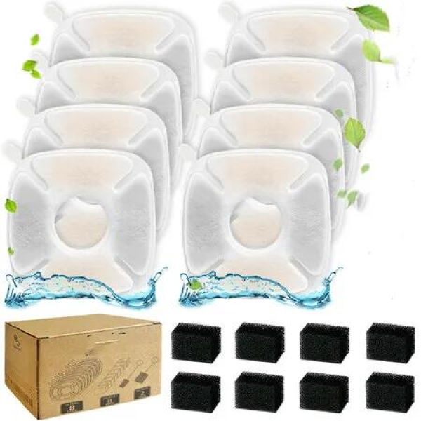 16 Pcs Cat Fountain Filters Replacement Compatible with 95oz/2.8L Cat Automatic Water Fountain Filters