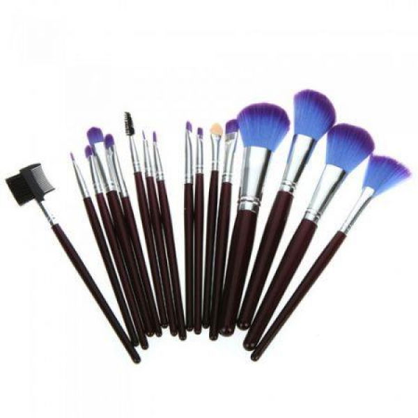 16-piece Makeup Brush Set + Purple Pouch Bag.