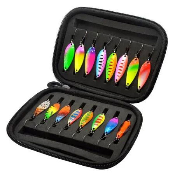 16 PCS Spinner Baits Kit for Bass Trout Salmon, Freshwater Fishing Lures Set