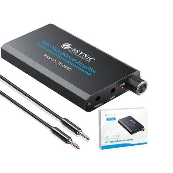 16 to 150 Ohm Headphone Amplifier, Poratble HiFi 3.5MM Audio Headphone Amp Rechargeable for Car, MP3 and 4, Phone, PC, Laptop, 3.5mm AUX