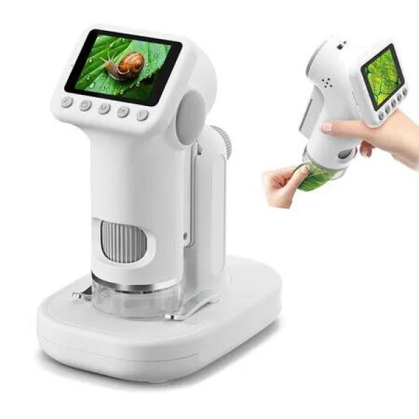 1600X Microscope for Kids, Detachable Handheld Mini Digital Microscope with Photo Video Function, Rechargeable Educational Toys Gift for Kids, Grey