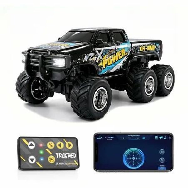 1/64 Mini Rc Monster Truck 6x6 Off Road Remote Car Sturdy Metal Car|3 Speeds 2.4G Flexible Remote Control Long Lasting Fast Charge All-Terrain Age3+