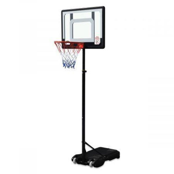 1.65-2.1M Mobile Basketball Hoop Stand With Ring Backboard Stable Base Protective Sleeve On Pole.