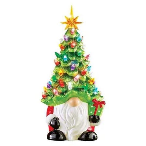 16CM Lighted Up Gnomes Christmas Tree with Multicolored Lights, Christmas Decorations Small Mini Holiday Decor Gnomes Christmas,