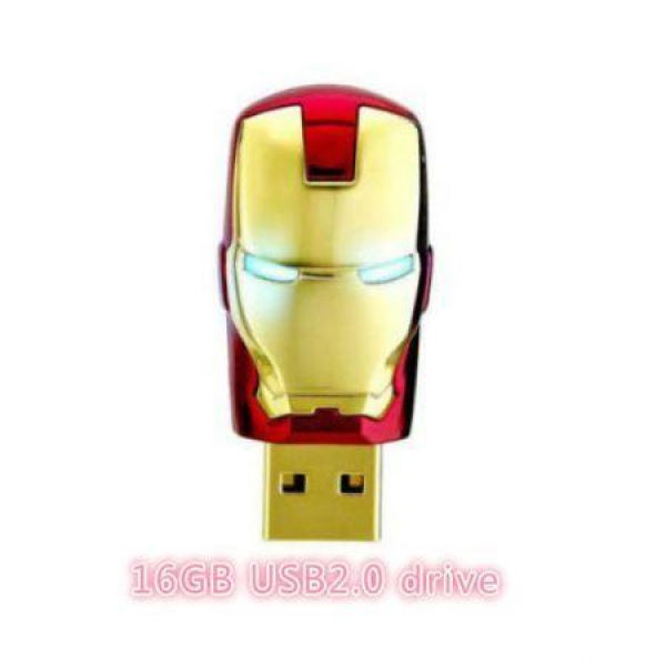 16GB New Iron Man Model USB 2.0 Memory Stick Flash Drive Blue Light Eye.