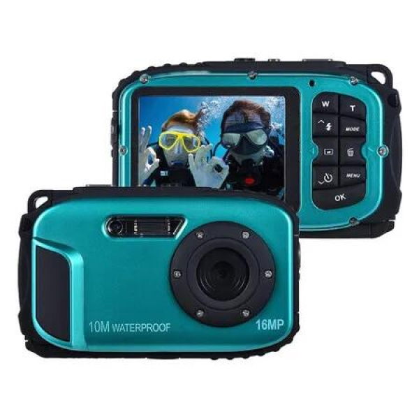 16MP 2.7 inch LCD Waterproof Digital Video Camera Mini Camcorder DV Underwater Max 10M Diving 8X Digital Zooming Face Detection, Blue