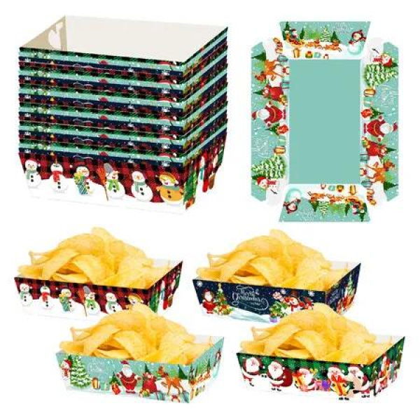 16PCS Snack Carton Christmas Decoration Desktop Potato Chip Snack Paper Boxes Ideal For Christmas Parties And Festive Events