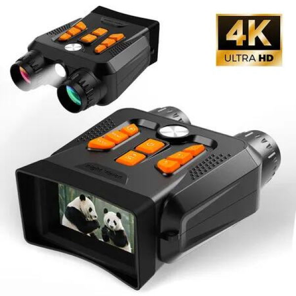 16X Digital Zoom Outdoor 4K Ultra HD Camcorder Telescopic Infrared Night Vision Binoculars 3 Inch Display Camera with 9 Levels Adjustment IR Modes